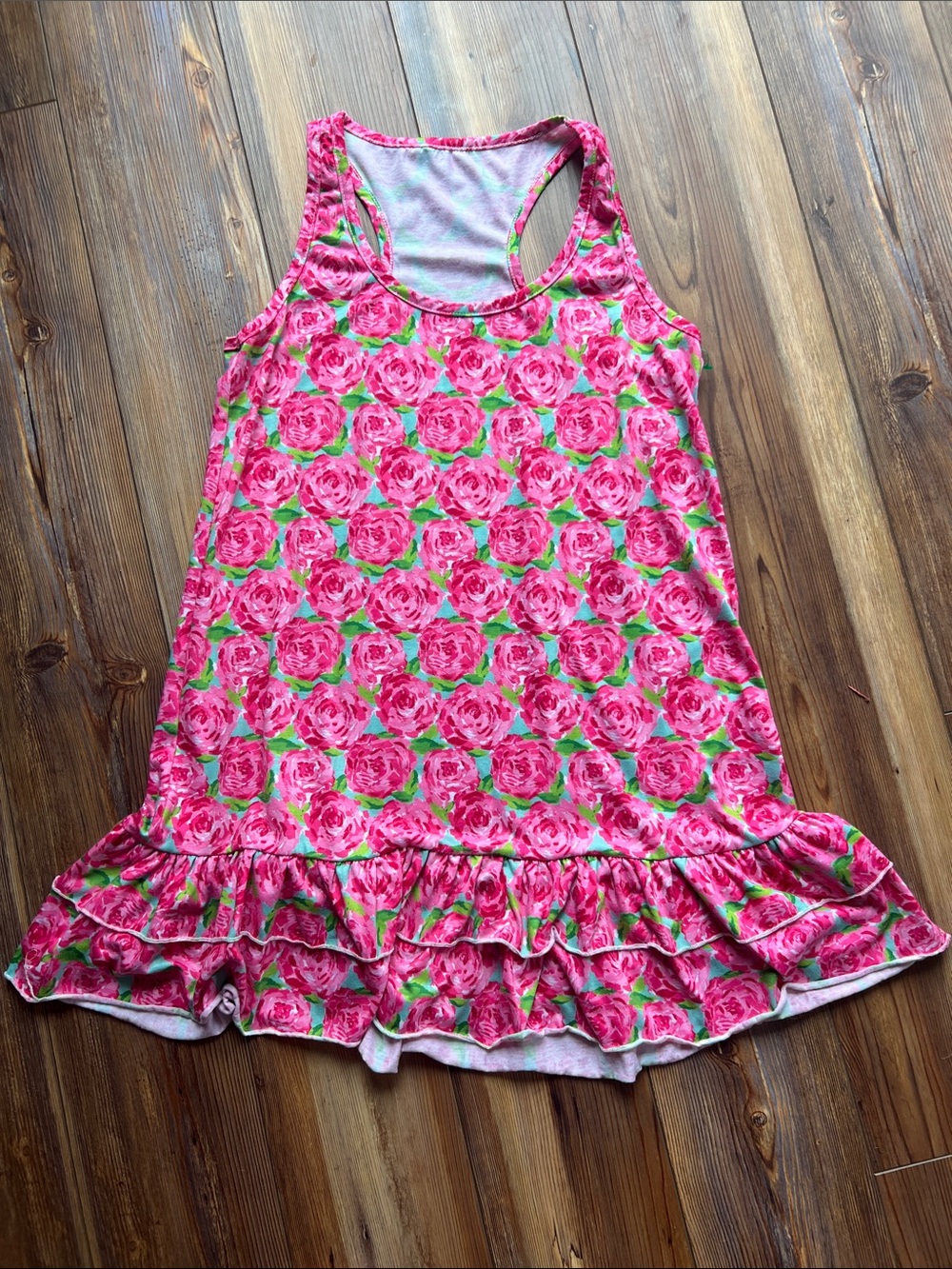 Pink Floral Ruffle Tank Dress